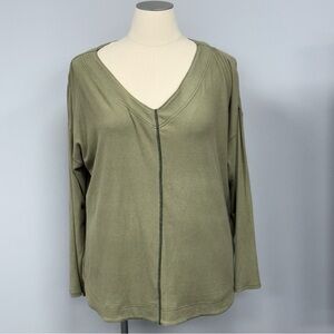 NWT HEYSON Top Snuggl Up Reverse Stitch Long Sleeve Ribbed Thermal Plus 1X Green